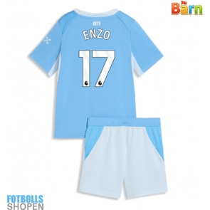 Billiga Manchester City Enzo Fernandez #17 Hemmatröja Barn 2026-27 Kortärmad (+ Korta byxor)